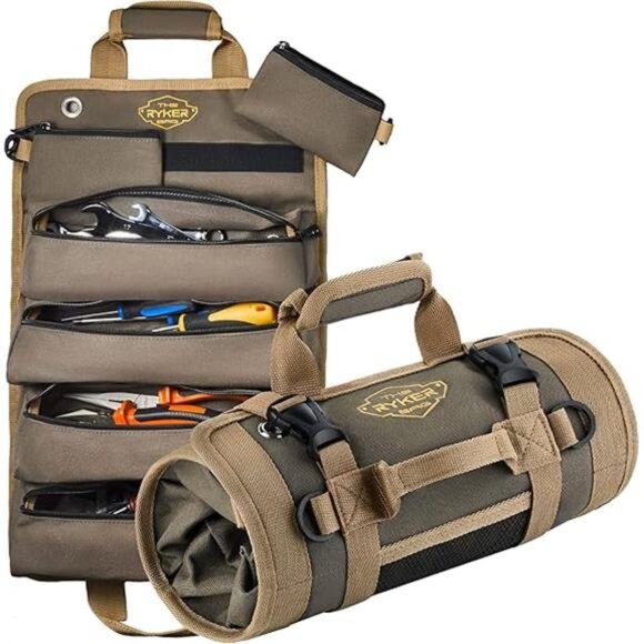 Tool Organizer Bag Tool Roll Up Bag w/Detachable Pockets Mechanic Tool Bag - Picture 7 of 7